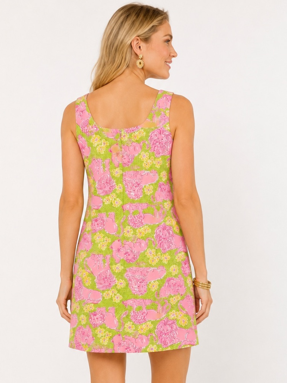 Vintage Lilly Pulitzer Pink Lion Novelty Print Shift Dress Size 8 - Picture 10 of 10